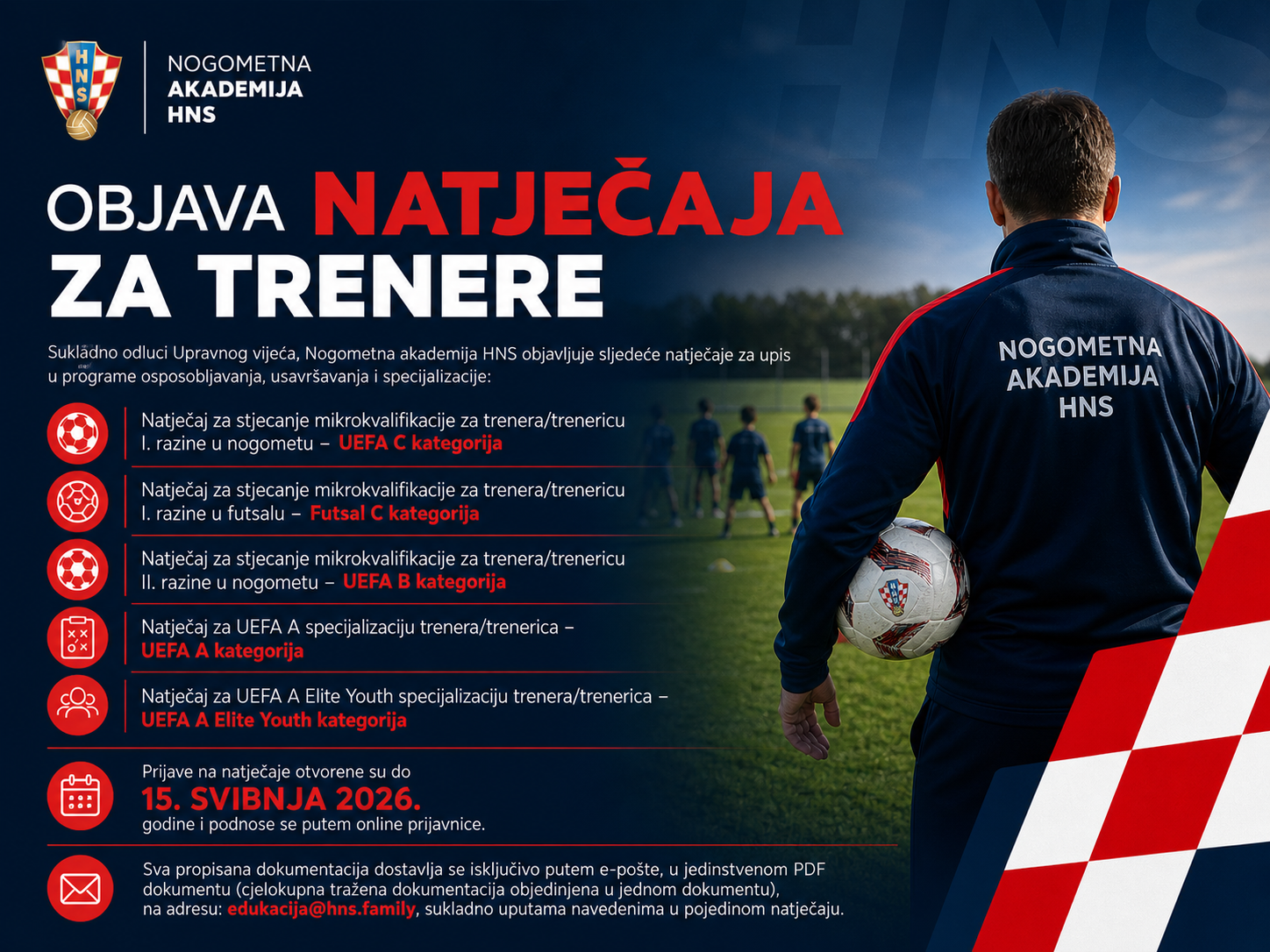 Nogometna akademija HNS - objava natječaja za trenere